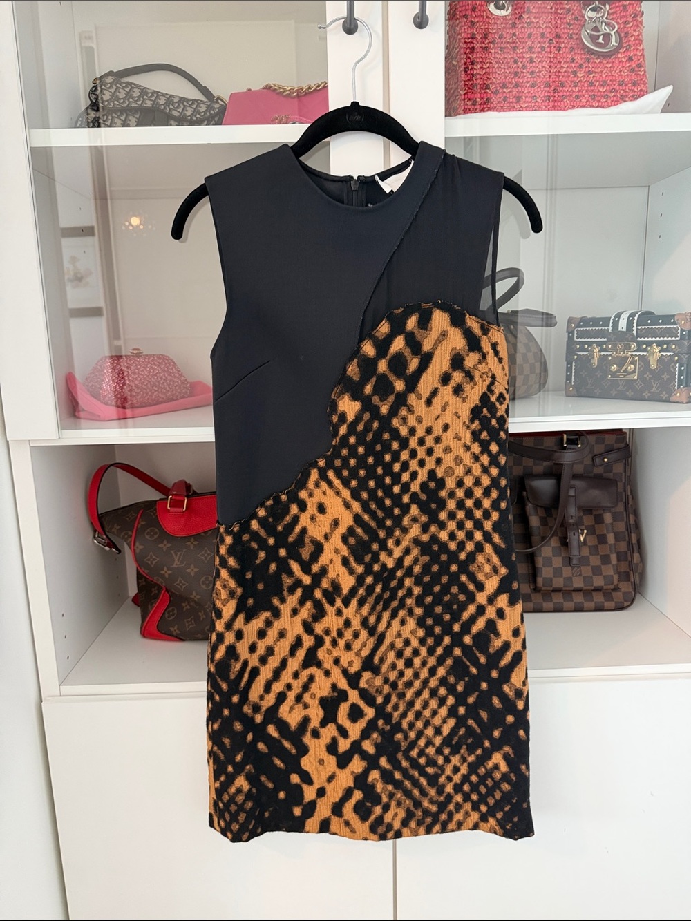 3.1 Phillip Lim Black & Tan Animal-Print Mini Dress